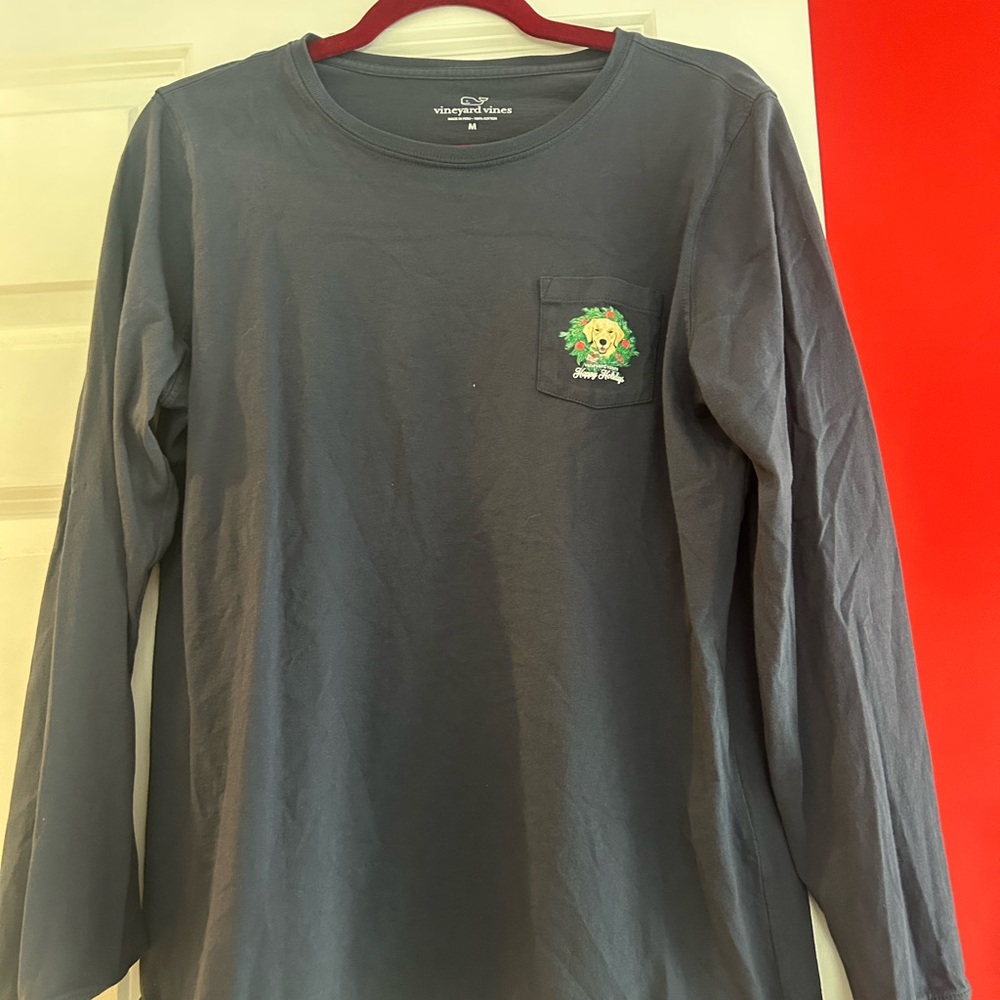 Vineyard Vines Charcoal Long Sleeve Men's Holiday Tee